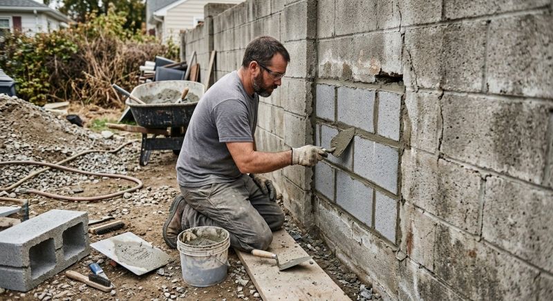 Cinder Block Wall Repair in Mercer County, NJ