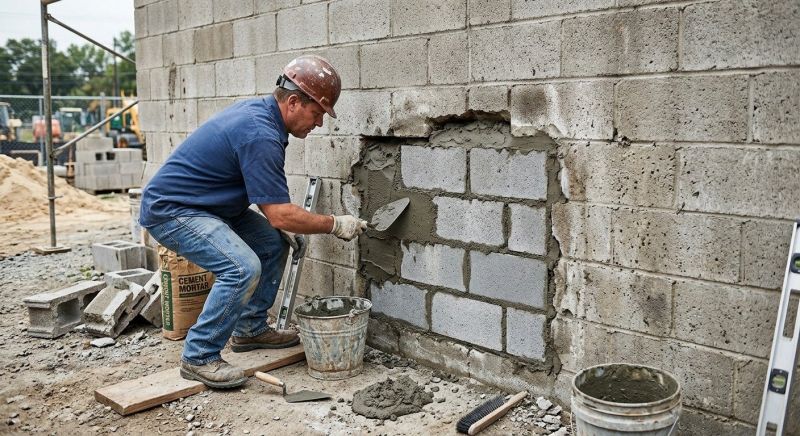 Cinder Block Wall Repair in Morrisville, PA